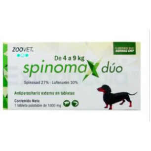 ANTIPULGAS SPINOMAX DUO X 4 A 9 kg CAJA X 1 TABLETA