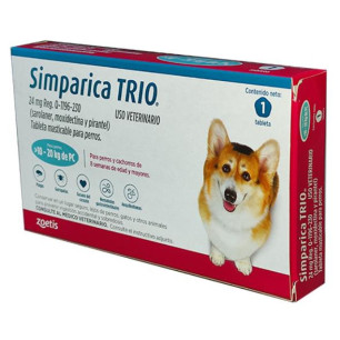 SIMPARICA TRIO 24 Mg 10-20 kg X1 TABLETA