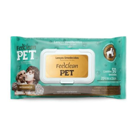 PAÑITOS HUMEDOS FEELCLEAN PET X 50 UND